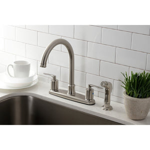 Serena FB7798SVLSP Two-Handle 4-Hole Deck Mount 8" Centerset Kitchen Faucet with Side Sprayer, Brushed Nickel