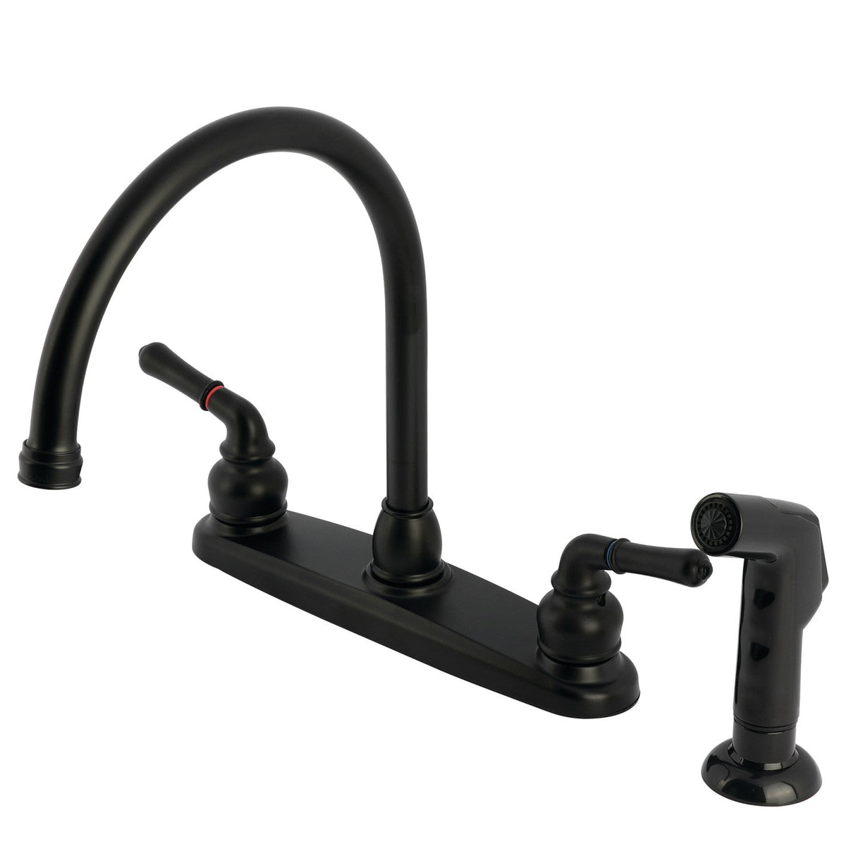 Magellan FB790SP Two-Handle 4-Hole Deck Mount 8" Centerset Kitchen Faucet with Side Sprayer, Matte Black