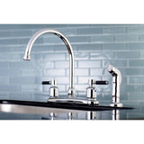 Kaiser FB791DKLSP Two-Handle 4-Hole Deck Mount 8" Centerset Kitchen Faucet with Side Sprayer, Polished Chrome