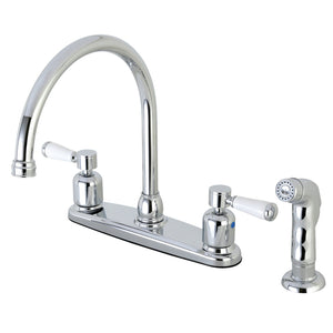 Paris FB791DPLSP Two-Handle 4-Hole Deck Mount 8" Centerset Kitchen Faucet with Side Sprayer, Polished Chrome