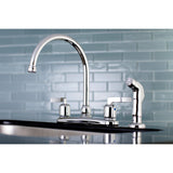 Centurion FB791EFLSP Two-Handle 4-Hole Deck Mount 8" Centerset Kitchen Faucet with Side Sprayer, Polished Chrome