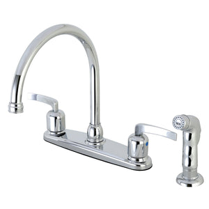 Centurion FB791EFLSP Two-Handle 4-Hole Deck Mount 8" Centerset Kitchen Faucet with Side Sprayer, Polished Chrome