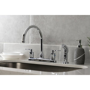 Serena FB791SVLSP Two-Handle 4-Hole Deck Mount 8" Centerset Kitchen Faucet with Side Sprayer, Polished Chrome