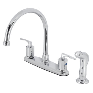 Serena FB791SVLSP Two-Handle 4-Hole Deck Mount 8" Centerset Kitchen Faucet with Side Sprayer, Polished Chrome
