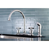 Millennium FB791ZXSP Two-Handle 4-Hole Deck Mount 8" Centerset Kitchen Faucet with Side Sprayer, Polished Chrome