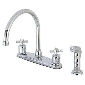 Millennium FB791ZXSP Two-Handle 4-Hole Deck Mount 8" Centerset Kitchen Faucet with Side Sprayer, Polished Chrome