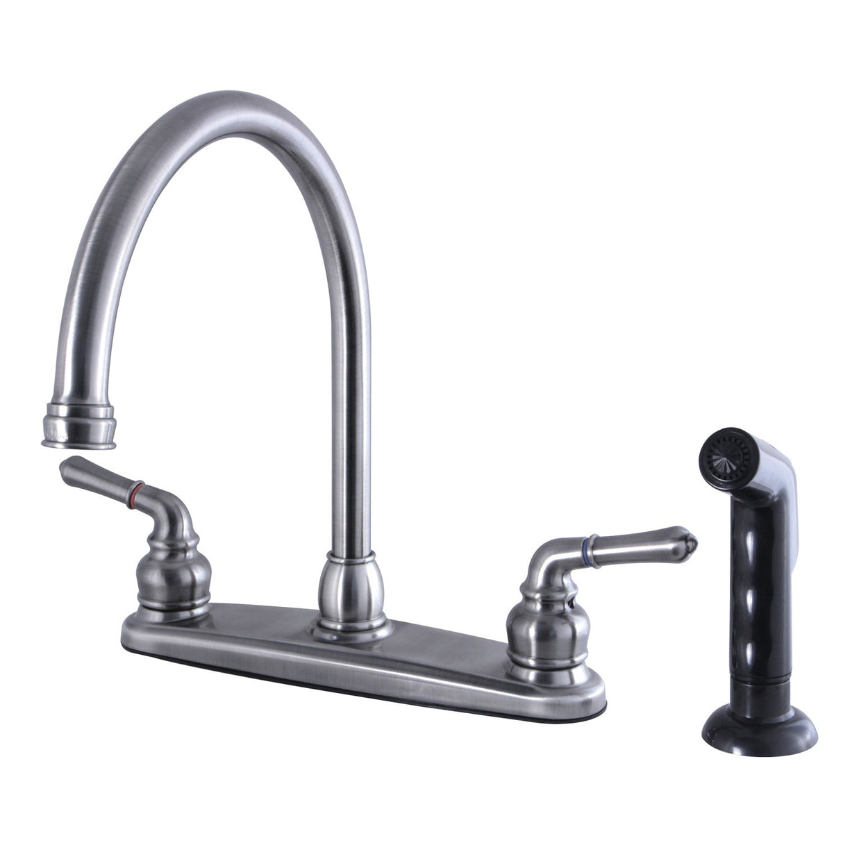 Magellan FB794SP Two-Handle 4-Hole Deck Mount 8" Centerset Kitchen Faucet with Side Sprayer, Black Stainless