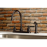 Kaiser FB795DKLSP Two-Handle 4-Hole Deck Mount 8" Centerset Kitchen Faucet with Side Sprayer, Oil Rubbed Bronze