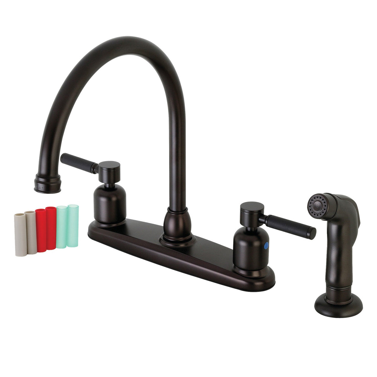 Kaiser FB795DKLSP Two-Handle 4-Hole Deck Mount 8" Centerset Kitchen Faucet with Side Sprayer, Oil Rubbed Bronze