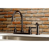 Concord FB795DLSP Two-Handle 4-Hole Deck Mount 8" Centerset Kitchen Faucet with Side Sprayer, Oil Rubbed Bronze