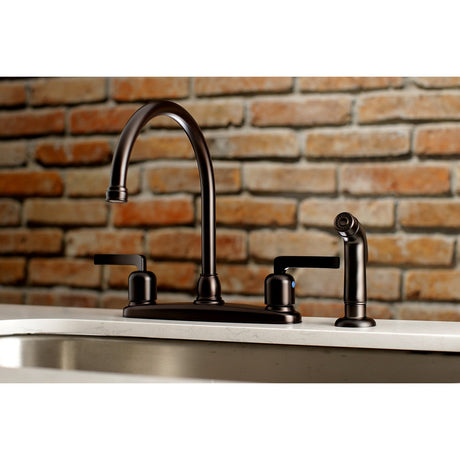 Centurion FB795EFLSP Two-Handle 4-Hole Deck Mount 8" Centerset Kitchen Faucet with Side Sprayer, Oil Rubbed Bronze