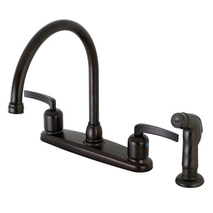 Centurion FB795EFLSP Two-Handle 4-Hole Deck Mount 8" Centerset Kitchen Faucet with Side Sprayer, Oil Rubbed Bronze