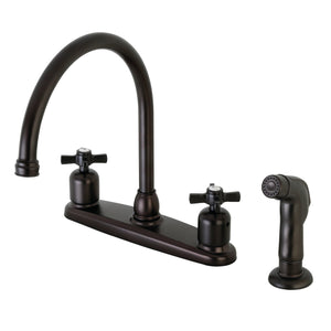 Millennium FB795ZXSP Two-Handle 4-Hole Deck Mount 8" Centerset Kitchen Faucet with Side Sprayer, Oil Rubbed Bronze