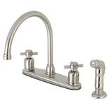 Concord FB798DXSP Two-Handle 4-Hole Deck Mount 8" Centerset Kitchen Faucet with Side Sprayer, Brushed Nickel