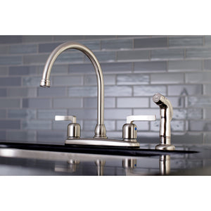 Centurion FB798EFLSP Two-Handle 4-Hole Deck Mount 8" Centerset Kitchen Faucet with Side Sprayer, Brushed Nickel