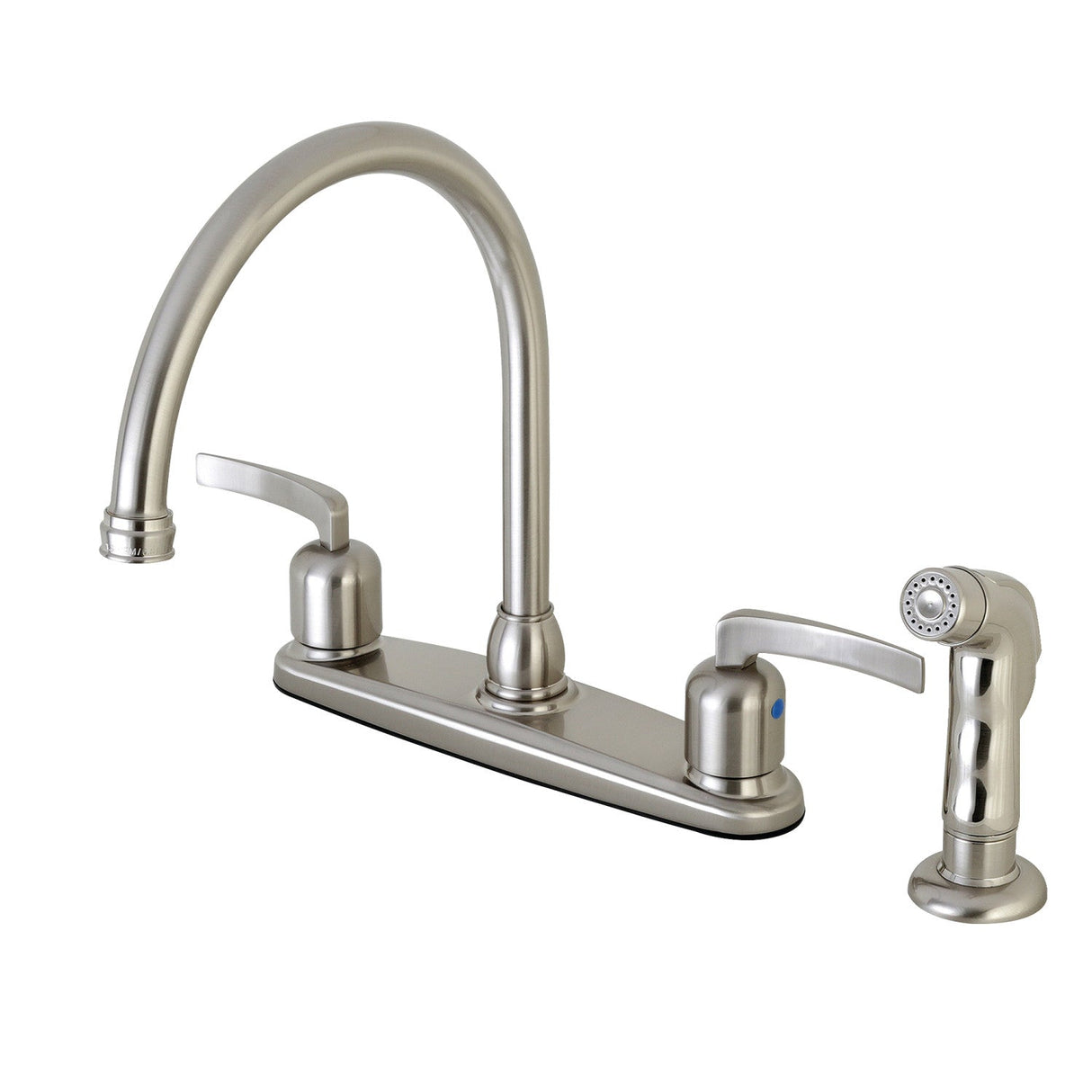 Centurion FB798EFLSP Two-Handle 4-Hole Deck Mount 8" Centerset Kitchen Faucet with Side Sprayer, Brushed Nickel