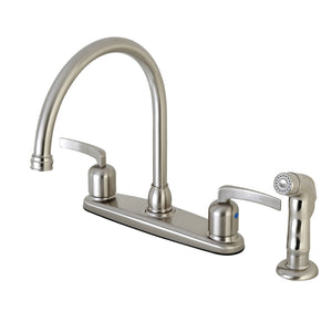 Centurion FB798EFLSP Two-Handle 4-Hole Deck Mount 8" Centerset Kitchen Faucet with Side Sprayer, Brushed Nickel