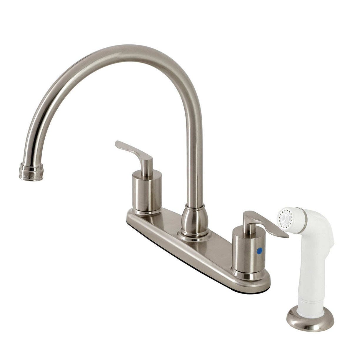 Serena FB798SVLSP Two-Handle 4-Hole Deck Mount 8" Centerset Kitchen Faucet with Side Sprayer, Brushed Nickel