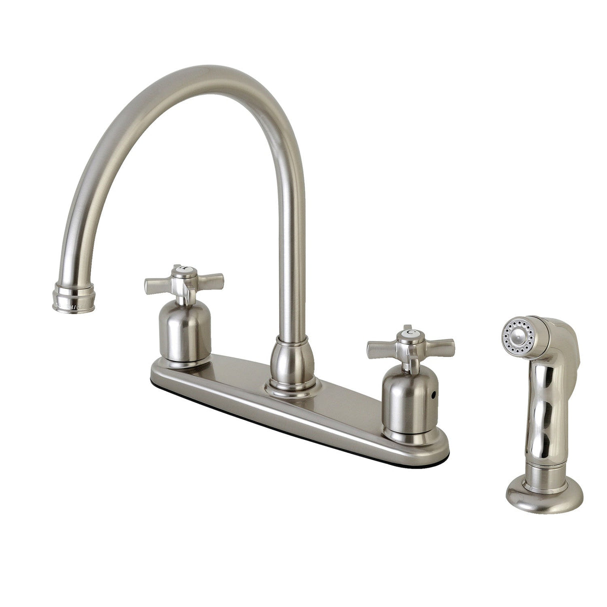 Millennium FB798ZXSP Two-Handle 4-Hole Deck Mount 8" Centerset Kitchen Faucet with Side Sprayer, Brushed Nickel