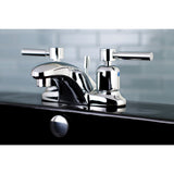 Concord FB8621DL Two-Handle 3-Hole Deck Mount 4" Centerset Bathroom Faucet with Plastic Pop-Up, Polished Chrome