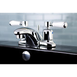 Paris FB8621DPL Two-Handle 3-Hole Deck Mount 4" Centerset Bathroom Faucet with Plastic Pop-Up, Polished Chrome
