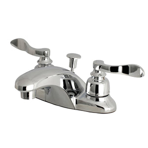 NuWave French FB8621NFL Two-Handle 3-Hole Deck Mount 4" Centerset Bathroom Faucet with Plastic Pop-Up, Polished Chrome