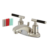 Kaiser FB8628CKL Two-Handle 3-Hole Deck Mount 4" Centerset Bathroom Faucet with Plastic Pop-Up, Brushed Nickel