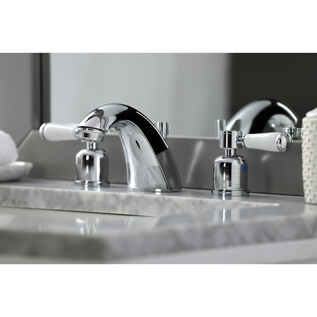 Paris FB8951DPL Two-Handle 3-Hole Deck Mount Widespread Bathroom Faucet with Plastic Pop-Up, Polished Chrome