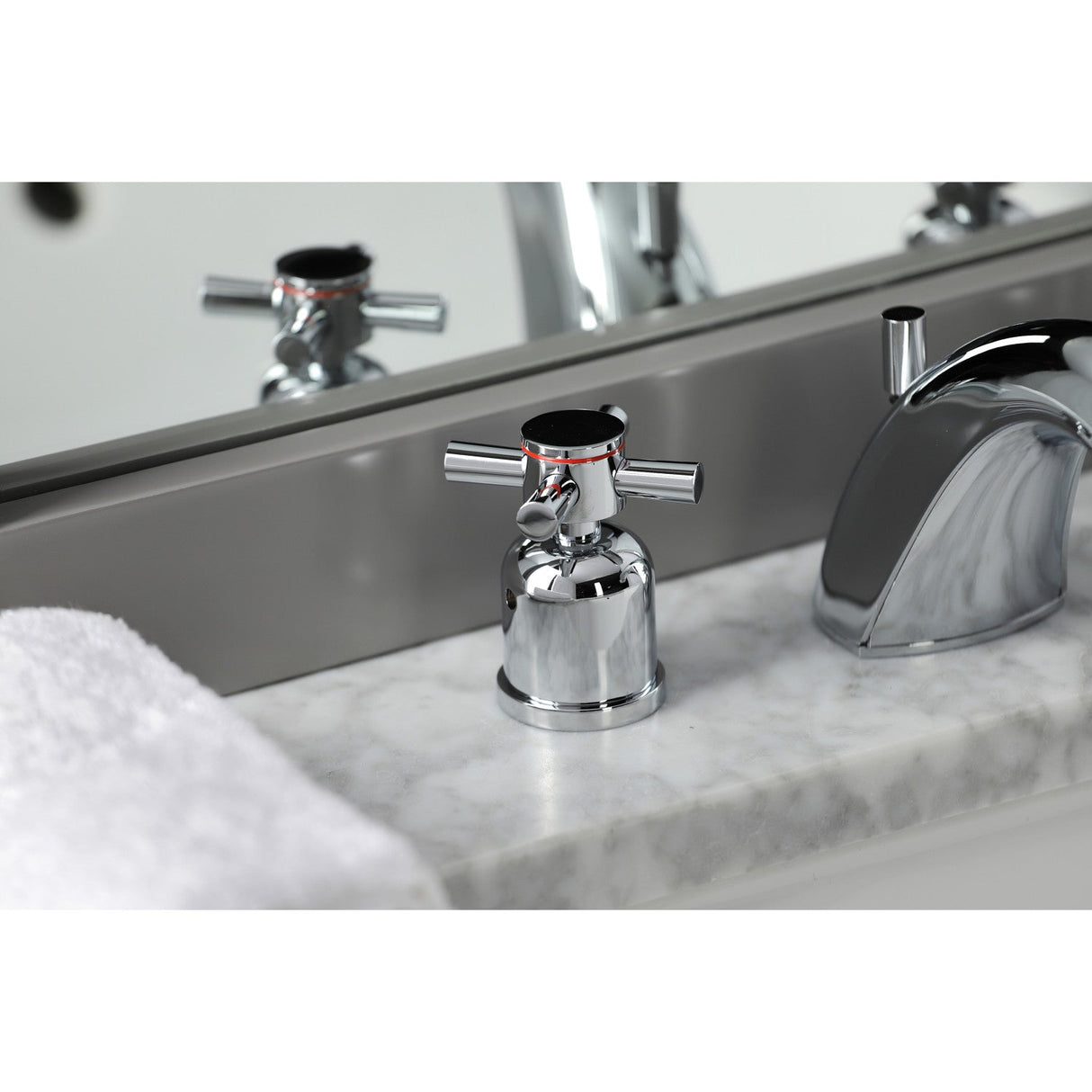 Concord FB8951DX Two-Handle 3-Hole Deck Mount Widespread Bathroom Faucet with Plastic Pop-Up, Polished Chrome