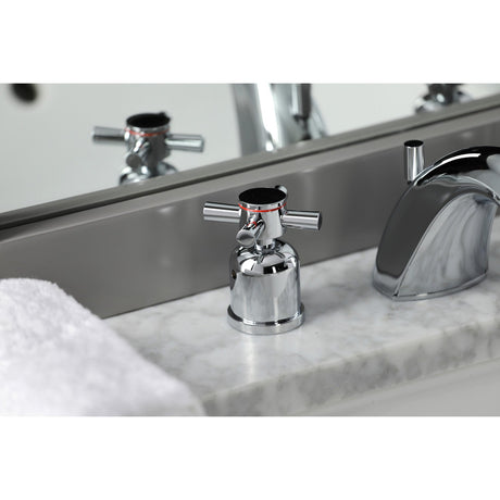 Concord FB8951DX Two-Handle 3-Hole Deck Mount Widespread Bathroom Faucet with Plastic Pop-Up, Polished Chrome