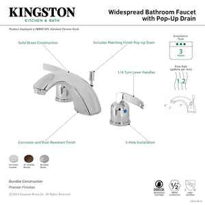 Centurion FB8951EFL Two-Handle 3-Hole Deck Mount Widespread Bathroom Faucet with Plastic Pop-Up, Polished Chrome