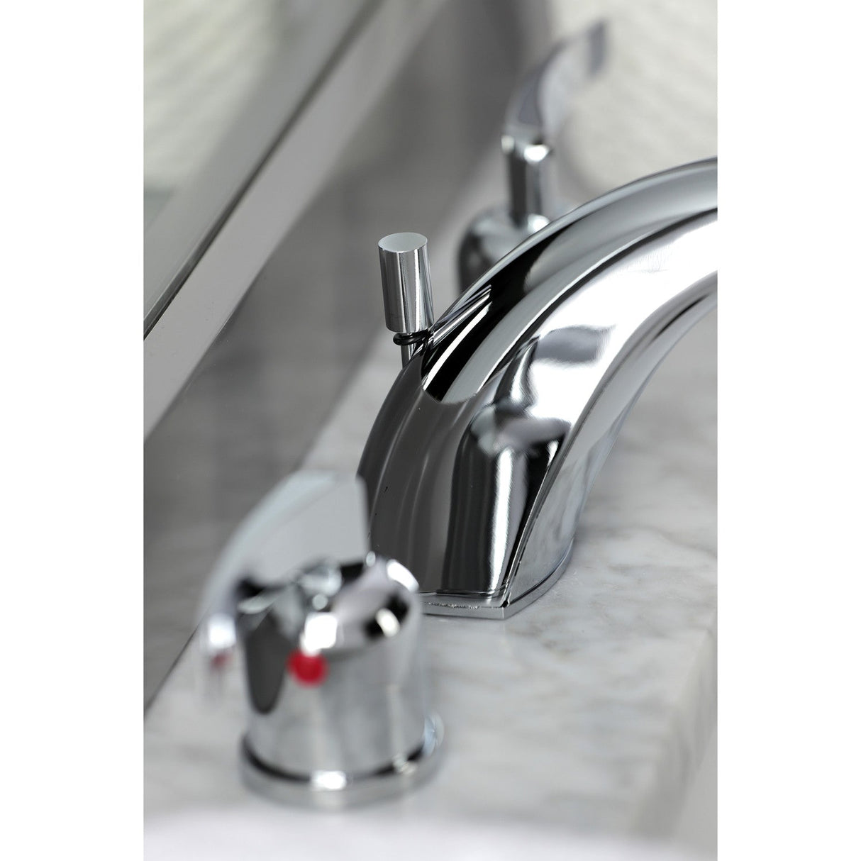 Centurion FB8951EFL Two-Handle 3-Hole Deck Mount Widespread Bathroom Faucet with Plastic Pop-Up, Polished Chrome