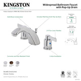 NuvoFusion FB8951NDL Two-Handle 3-Hole Deck Mount Widespread Bathroom Faucet with Plastic Pop-Up, Polished Chrome