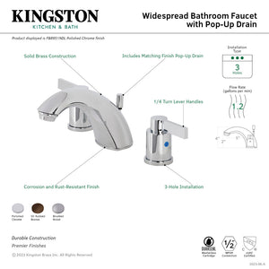 NuvoFusion FB8951NDL Two-Handle 3-Hole Deck Mount Widespread Bathroom Faucet with Plastic Pop-Up, Polished Chrome