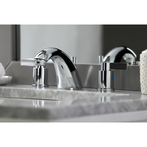 NuvoFusion FB8951NDL Two-Handle 3-Hole Deck Mount Widespread Bathroom Faucet with Plastic Pop-Up, Polished Chrome