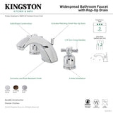 Millennium FB8951ZX Two-Handle 3-Hole Deck Mount Widespread Bathroom Faucet with Plastic Pop-Up, Polished Chrome