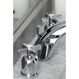 Millennium FB8951ZX Two-Handle 3-Hole Deck Mount Widespread Bathroom Faucet with Plastic Pop-Up, Polished Chrome