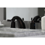 NuvoFusion FB8955NDL Two-Handle 3-Hole Deck Mount Widespread Bathroom Faucet with Plastic Pop-Up, Oil Rubbed Bronze