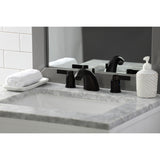 NuvoFusion FB8955NDL Two-Handle 3-Hole Deck Mount Widespread Bathroom Faucet with Plastic Pop-Up, Oil Rubbed Bronze