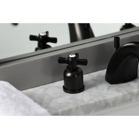 Millennium FB8955ZX Two-Handle 3-Hole Deck Mount Widespread Bathroom Faucet with Plastic Pop-Up, Oil Rubbed Bronze