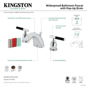 Kaiser FB8958CKL Two-Handle 3-Hole Deck Mount Widespread Bathroom Faucet with Plastic Pop-Up, Brushed Nickel