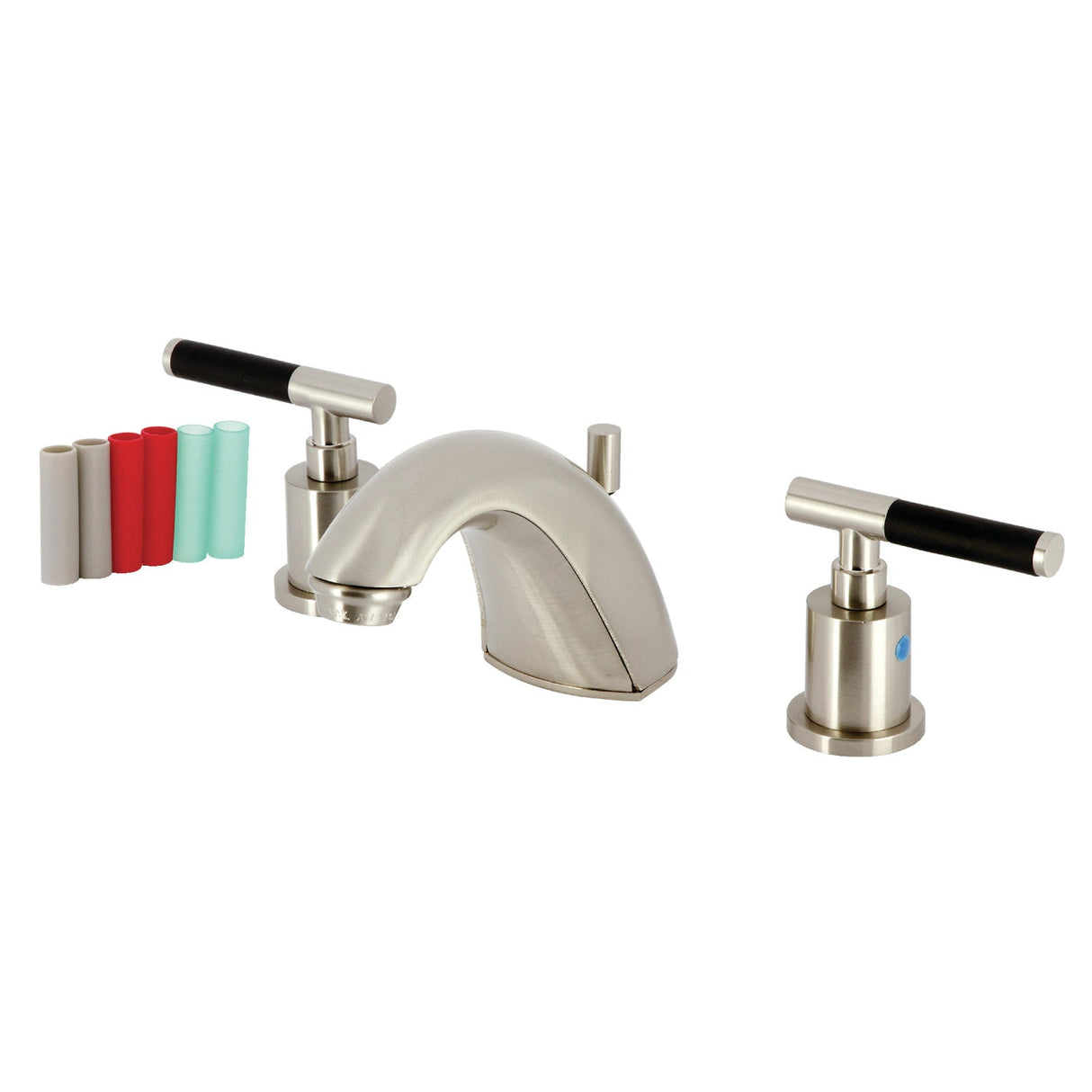 Kaiser FB8958CKL Two-Handle 3-Hole Deck Mount Widespread Bathroom Faucet with Plastic Pop-Up, Brushed Nickel