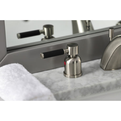 Kaiser FB8958DKL Two-Handle 3-Hole Deck Mount Widespread Bathroom Faucet with Plastic Pop-Up, Brushed Nickel