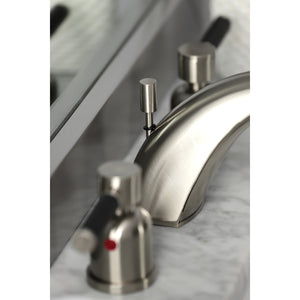 Kaiser FB8958DKL Two-Handle 3-Hole Deck Mount Widespread Bathroom Faucet with Plastic Pop-Up, Brushed Nickel
