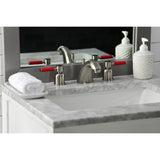 Kaiser FB8958DKL Two-Handle 3-Hole Deck Mount Widespread Bathroom Faucet with Plastic Pop-Up, Brushed Nickel