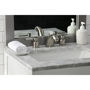 Kaiser FB8958DKL Two-Handle 3-Hole Deck Mount Widespread Bathroom Faucet with Plastic Pop-Up, Brushed Nickel