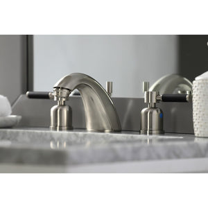 Kaiser FB8958DKL Two-Handle 3-Hole Deck Mount Widespread Bathroom Faucet with Plastic Pop-Up, Brushed Nickel