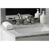 Kaiser FB8958DKL Two-Handle 3-Hole Deck Mount Widespread Bathroom Faucet with Plastic Pop-Up, Brushed Nickel