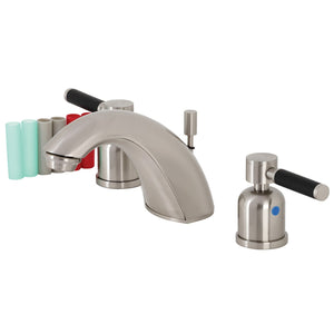 Kaiser FB8958DKL Two-Handle 3-Hole Deck Mount Widespread Bathroom Faucet with Plastic Pop-Up, Brushed Nickel