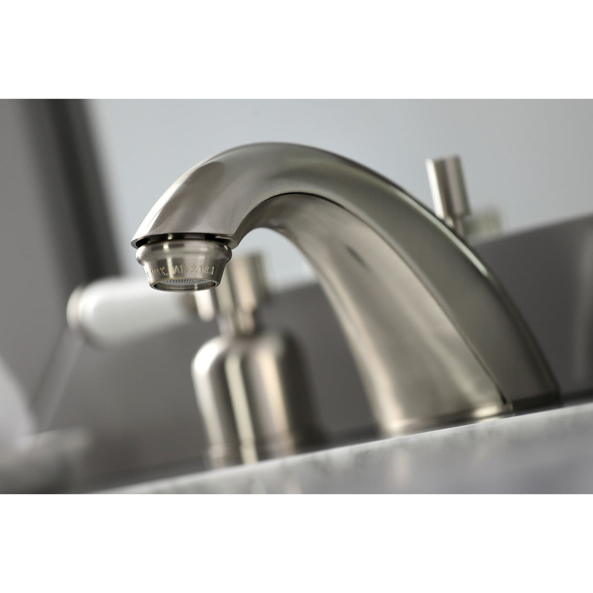 Paris FB8958DPL Two-Handle 3-Hole Deck Mount Widespread Bathroom Faucet with Plastic Pop-Up, Brushed Nickel